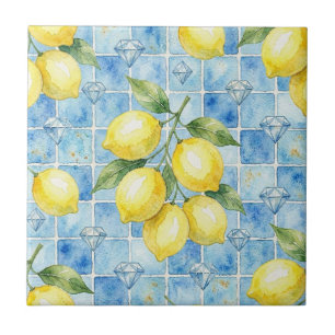 Marockanska Medelhavs Citronor och Diamanter Kakelplatta