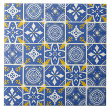 Marockanska Mönster i Teal Blue, Gult, Cream