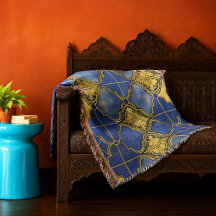Marockanska Mönster Quatrefoils Cobalt Blue Guld