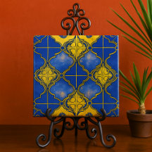 Marockanska Mönster Quatrefoliils Blue och Guld