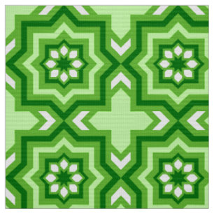 marockanska plattan, Emerald, Lime Green and White Tyg