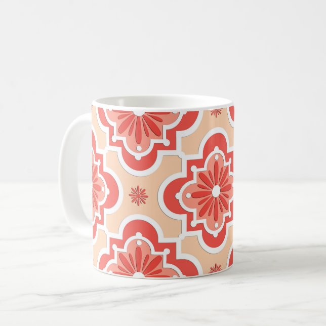 Marockanska plattan mönster - Korallets Orange - s Kaffemugg (Framsida vänster)