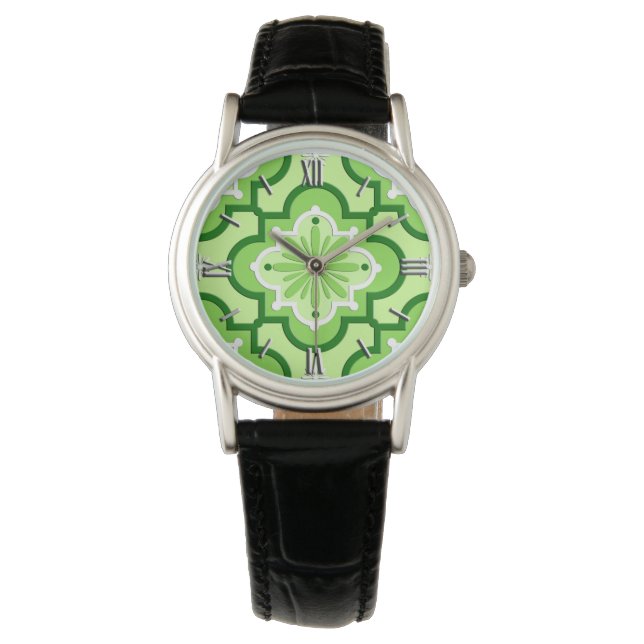 Marockanska plattan mönster - Lime Green Armbandsur (Framsida)