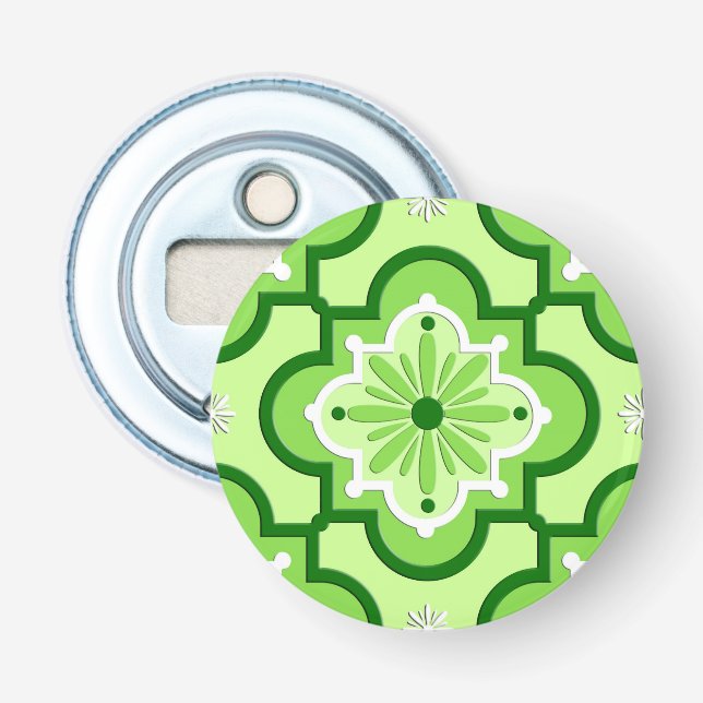 Marockanska plattan mönster - Lime Green Flasköppnare (Framsidan)