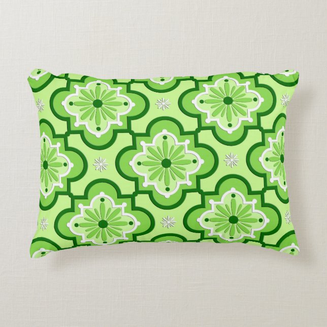 Marockanska plattan mönster - Lime Green Prydnadskudde (Framsidan)