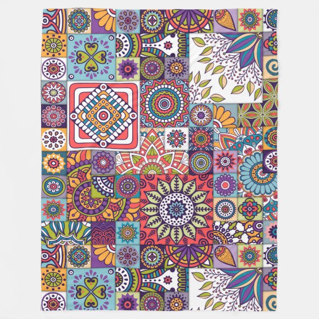Marockanska plattan/Quilt Mönster Fleecefilt (Framsidan)