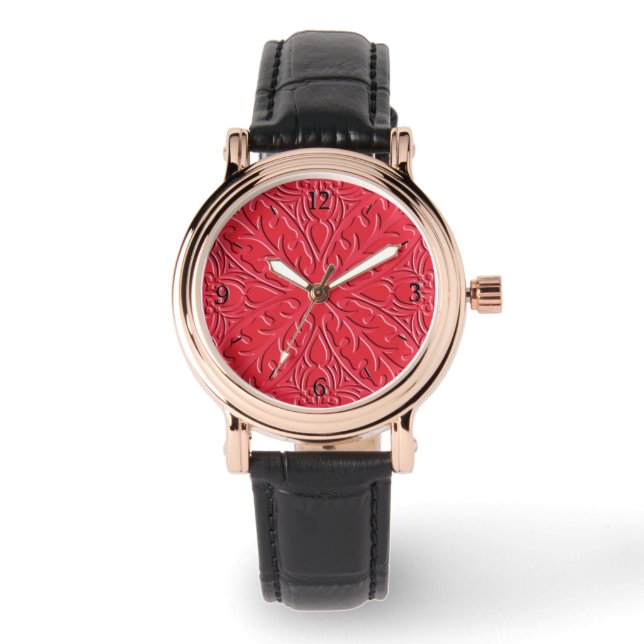 marockanska plattor - cinnober röd armbandsur (Framsida)