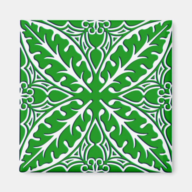 marockanska plattor - emerald grönt och vit magnet (Framsidan)