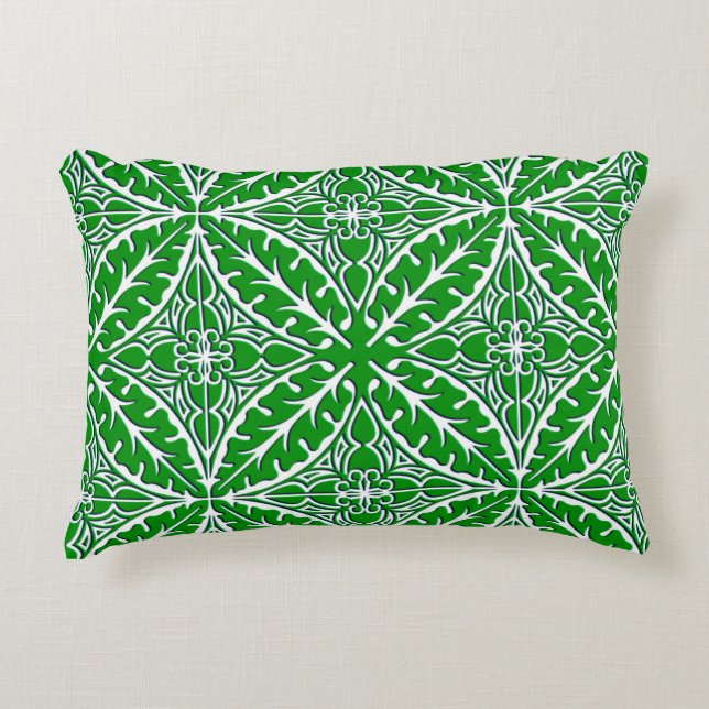 marockanska plattor - emerald grönt och vit prydnadskudde (Framsidan)