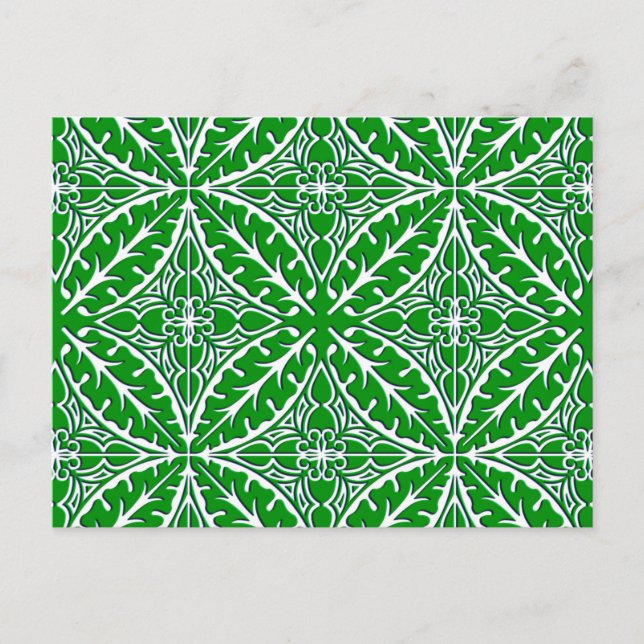 marockanska plattor - emerald grönt och vit vykort (Framsida)
