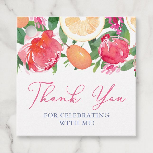 Marockanska plattor Färgglada citrus dusch Tack Gåvor Etiketter (Framsida)