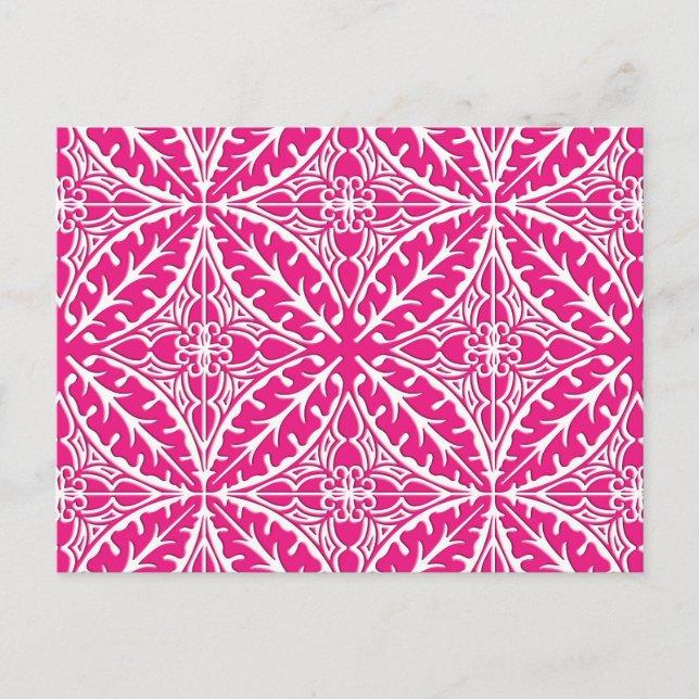 marockanska plattor - fuchsisk rosa och vit vykort (Framsida)