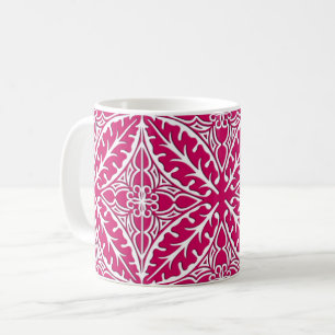 marockanska plattor - magenta och vit kaffemugg