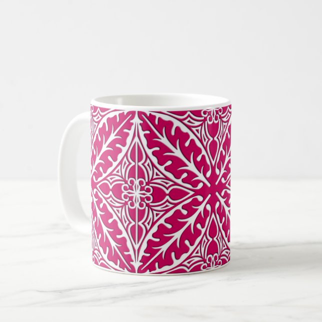 marockanska plattor - magenta och vit kaffemugg (Framsida vänster)