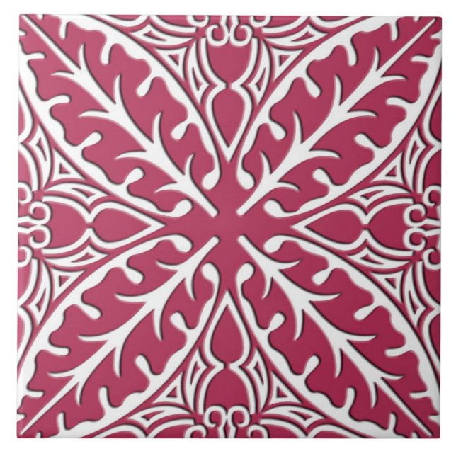 Marockanska plattor - magenta och vitt kakelplatta (Framsidan)