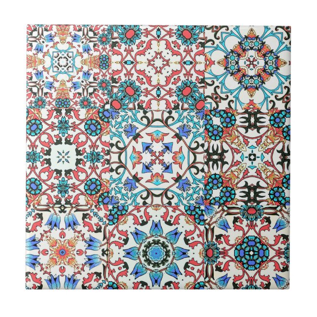 marockanska plattor, mosaik, färgkonst kakelplatta (Framsidan)
