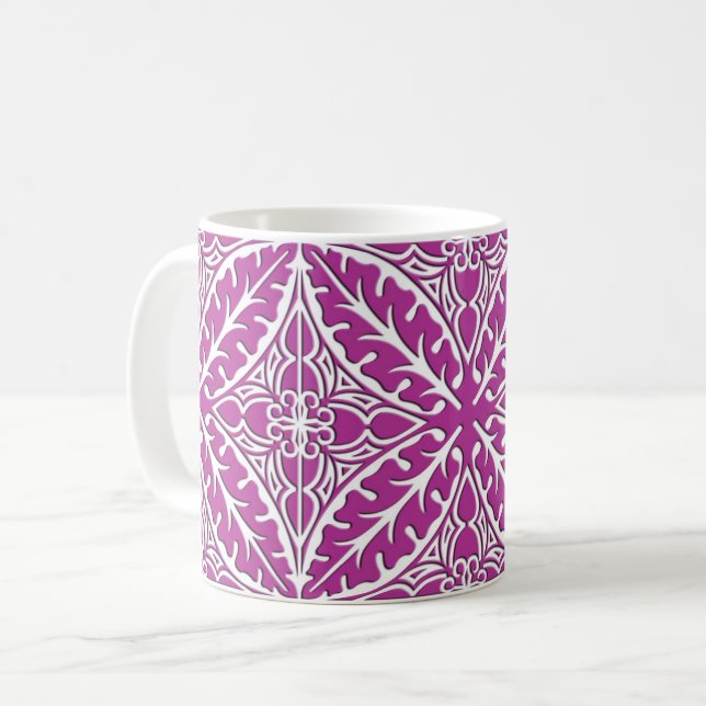 Marockanska plattor - orkidé och vita kaffemugg (Framsida vänster)