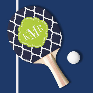 marockanska Quatrefoil Monogram, marockanska Grönt Pingisracket