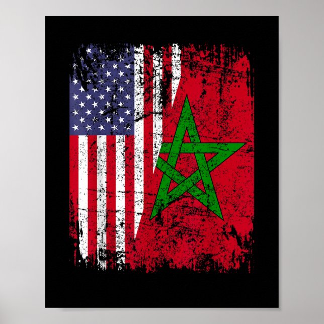 MAROCKANSKA RÖTTER | Halv amerikansk flagga | MARO Poster (Framsidan)