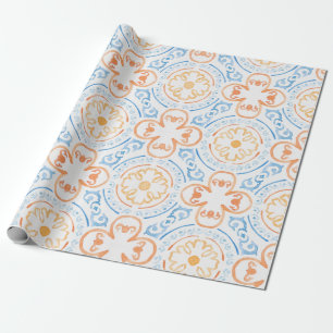 Marockanska rutor i blått och orange papper presentpapper