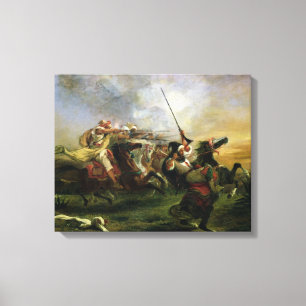 Marockanska skicklig ryttare i den militära canvastryck