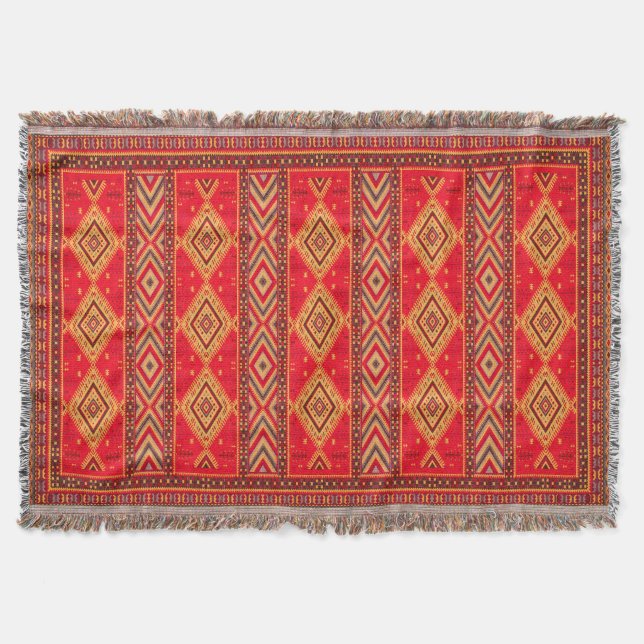 Marockanska soluppgången: Geometric Boho Elegance Filt (Framsidan)