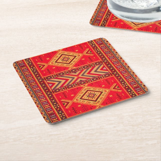 Marockanska soluppgången: Geometric Boho Elegance Underlägg Papper Kvadrat (Vinklad)