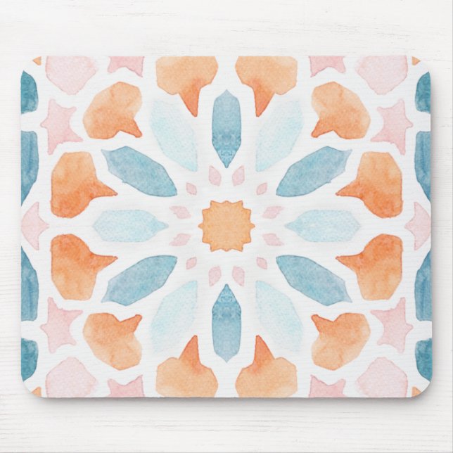 Marockanska stil i blått och orange stil 2 musmatta (Framsidan)