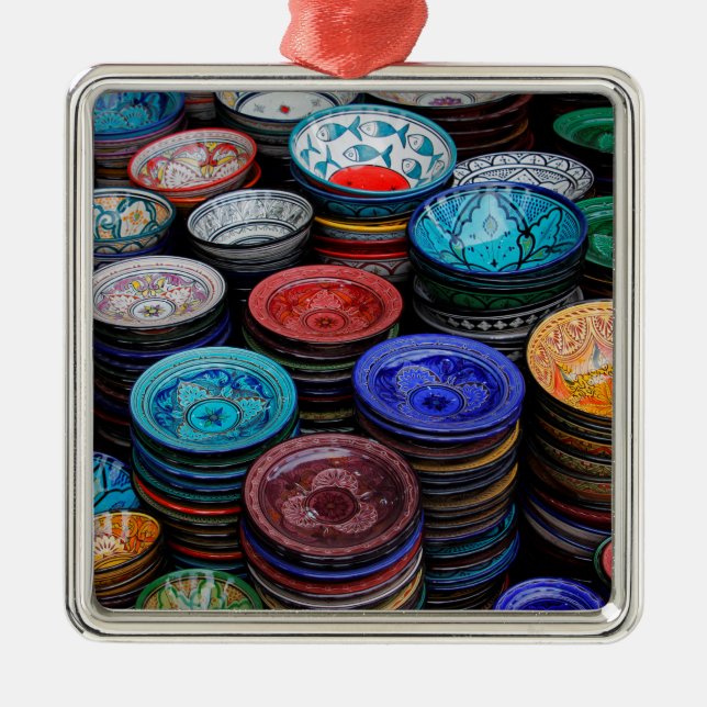 Marockanska Tallrikar på marknaden Julgransprydnad Metall (Framsidan)