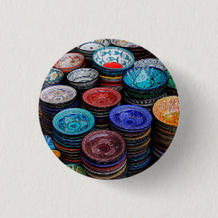 Marockanska Tallrikar på marknaden Knapp