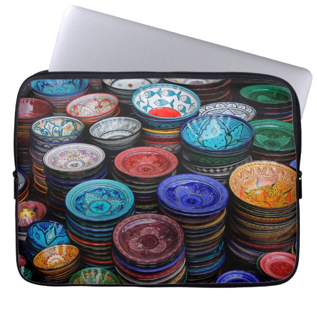 Marockanska Tallrikar på marknaden Laptop Sleeve (Framsidan)