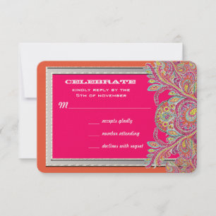 Marockanska Tangerine och Fuchsia bröllopsinbjudni Inbjudningar