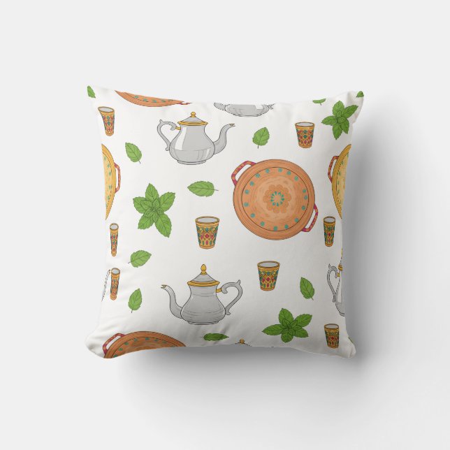 Marockanska Tea och Tadzjikistan Mönster Kudde (Framsida)