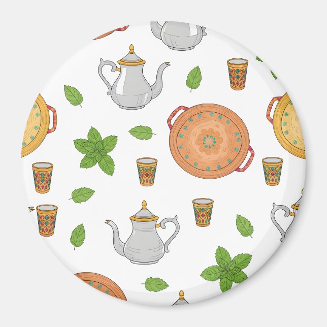 Marockanska Tea och Tadzjikistan Mönster Magnet (Framsidan)