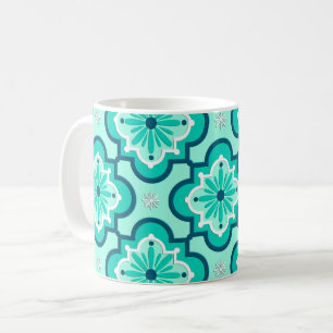 Marockanska Tile Mönster, Aqua och Turquise Kaffemugg