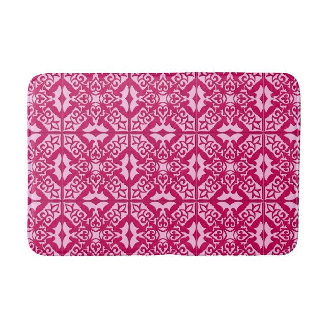 Marockanska Tile Mönster, Fuchsia och Pastel Rosa Badrumsmatta (Framsidan)