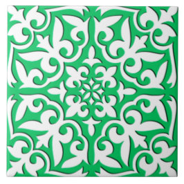Marockanskt belägga med tegel - jadegrönt och vit kakelplatta