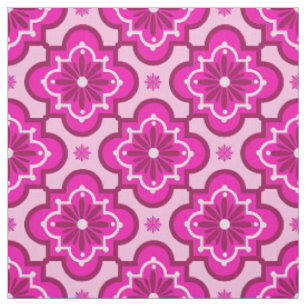 Marockanskt belägga med tegel mönster - Fuchsia Tyg