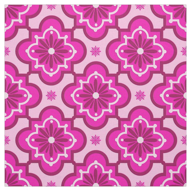 Marockanskt belägga med tegel mönster - Fuchsia Tyg (Provkarta)