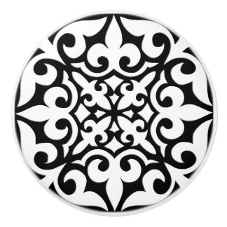 Marockanskt belägga med tegel - vit med svart knopp