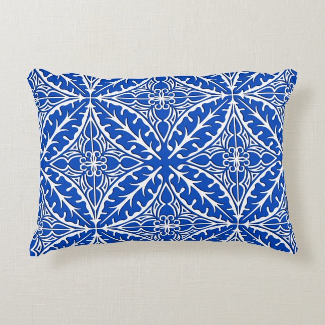Marockanskt belägger med tegel - koboltblått och prydnadskudde (Framsidan)