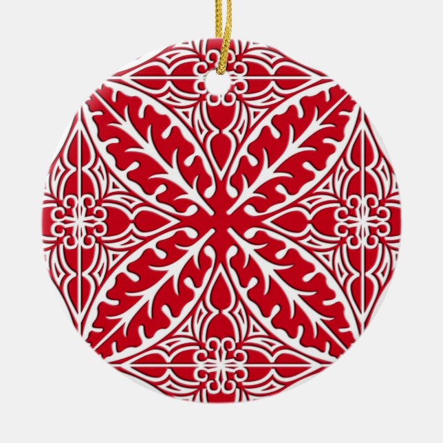 Marockanskt belägger med tegel - mörk - rött och julgransprydnad keramik (Framsidan)