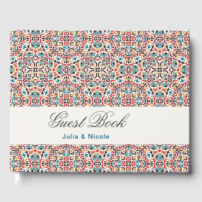 Marockanskt gitter geometrisk mandala bröllop gästböcker (Framsida)