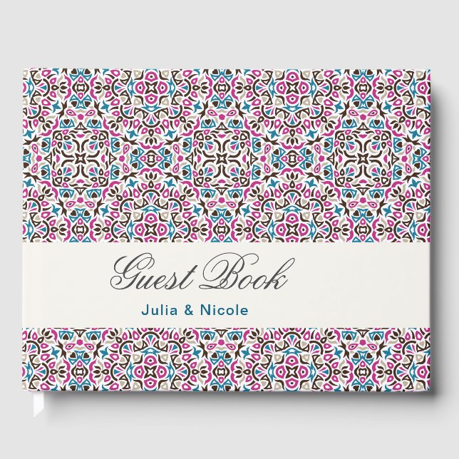 Marockanskt gitter geometrisk mandala bröllop gästböcker (Framsida)