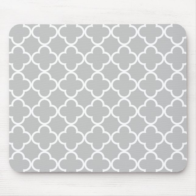 Marockanskt grått vitQuatrefoil mönster Musmatta (Framsidan)