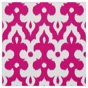 Marockanskt Ikat damastast mönster, Fuchsia rosor Tyg
