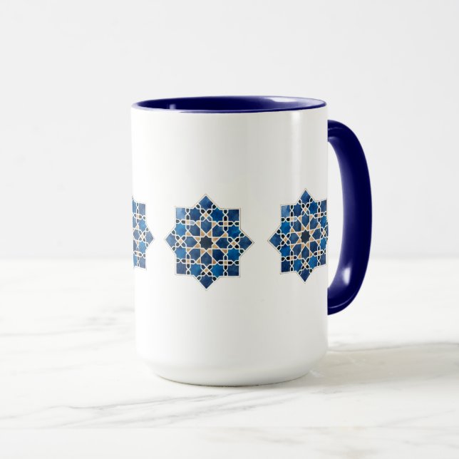 Marockanskt islamiskt geometriskt stjärnmönster ak mugg (Framsida höger)