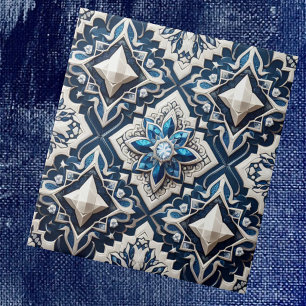 Marockanskt Medelhav Falskt Diamant Kakel Mönster