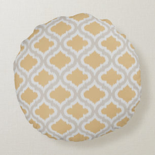 Marockanskt mönster för chic neutral ikat rund kudde