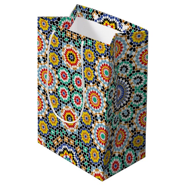 Marockanskt Mosaic Traditionellt Boho Mönster (Baksidan Vinklad)
